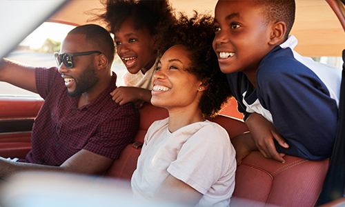 Family in car