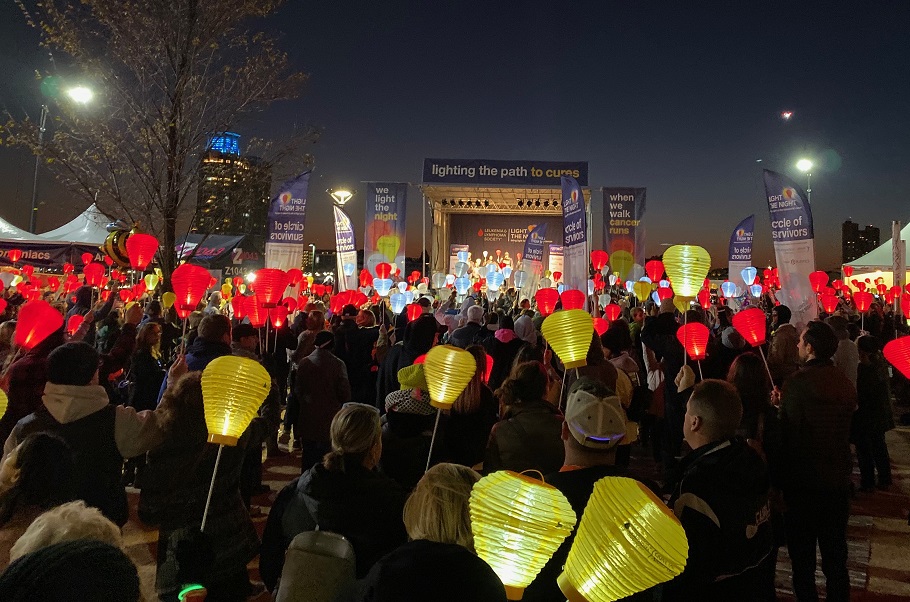 Baltimore, MD Light The Night walk crowd with lanterns