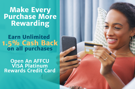 Online Banking login banner. Young woman laying on sofa shopping online with phone and visa credit card in hand