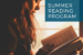 Summer reading program. Image of young girl holding book and reading