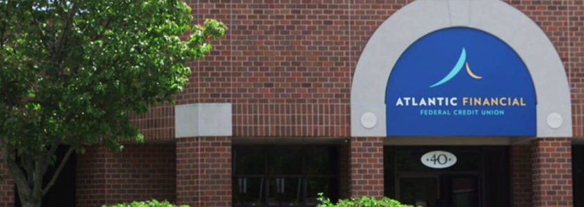 Building signage with Atlantic Financial Federal Credit Union logo