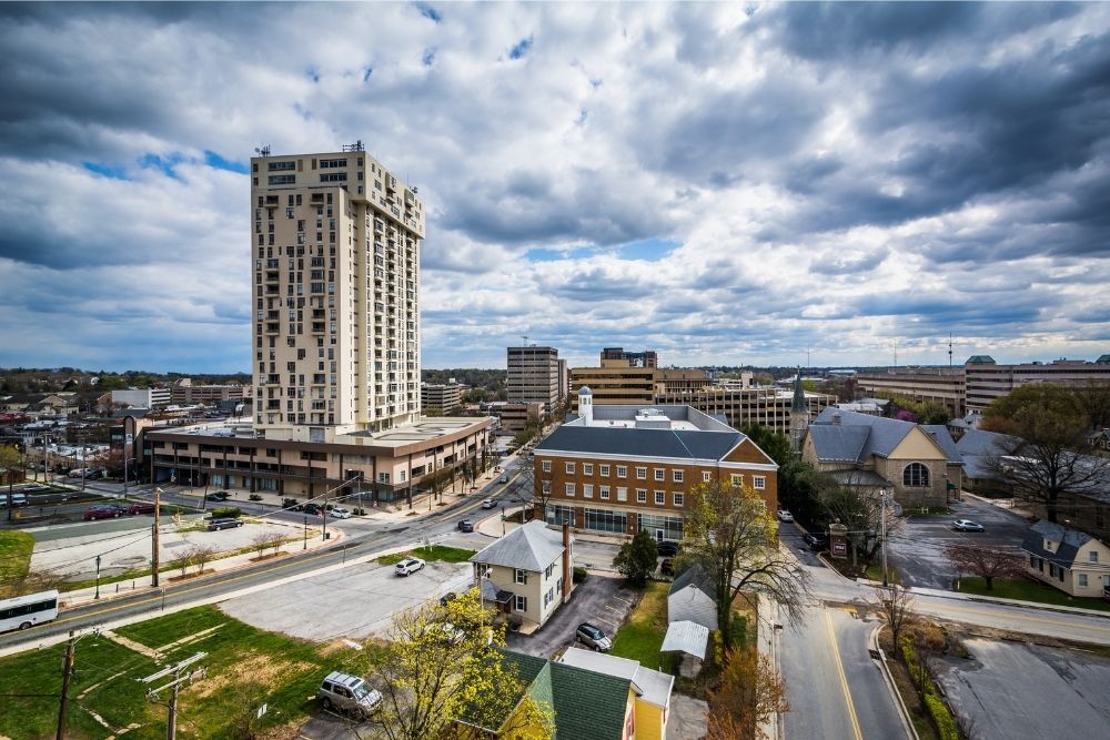 a view of the Towson, MD community which is located just north of Baltimore